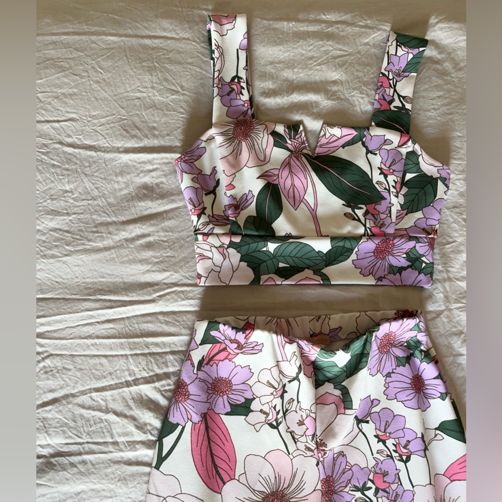 Floral Crop Top and Skirt Set